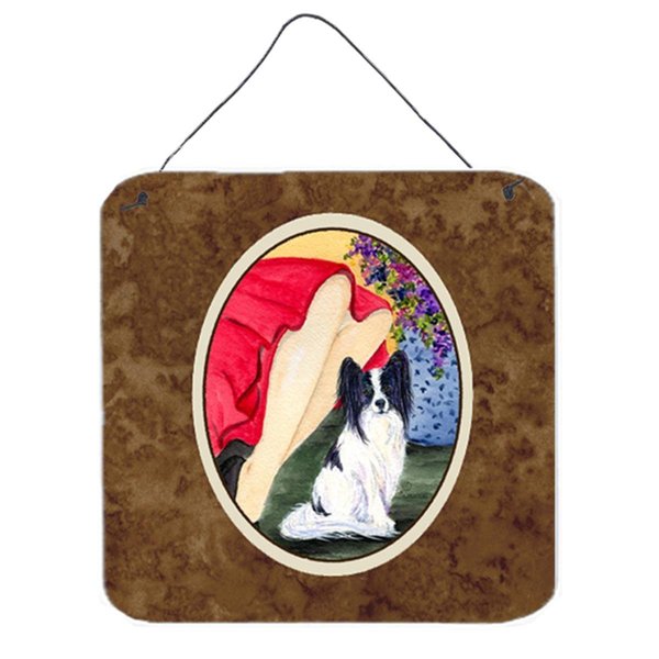 Micasa 6 x 6 in. Lady with her Papillon Aluminium Metal Wall or Door Hanging Prints MI628548